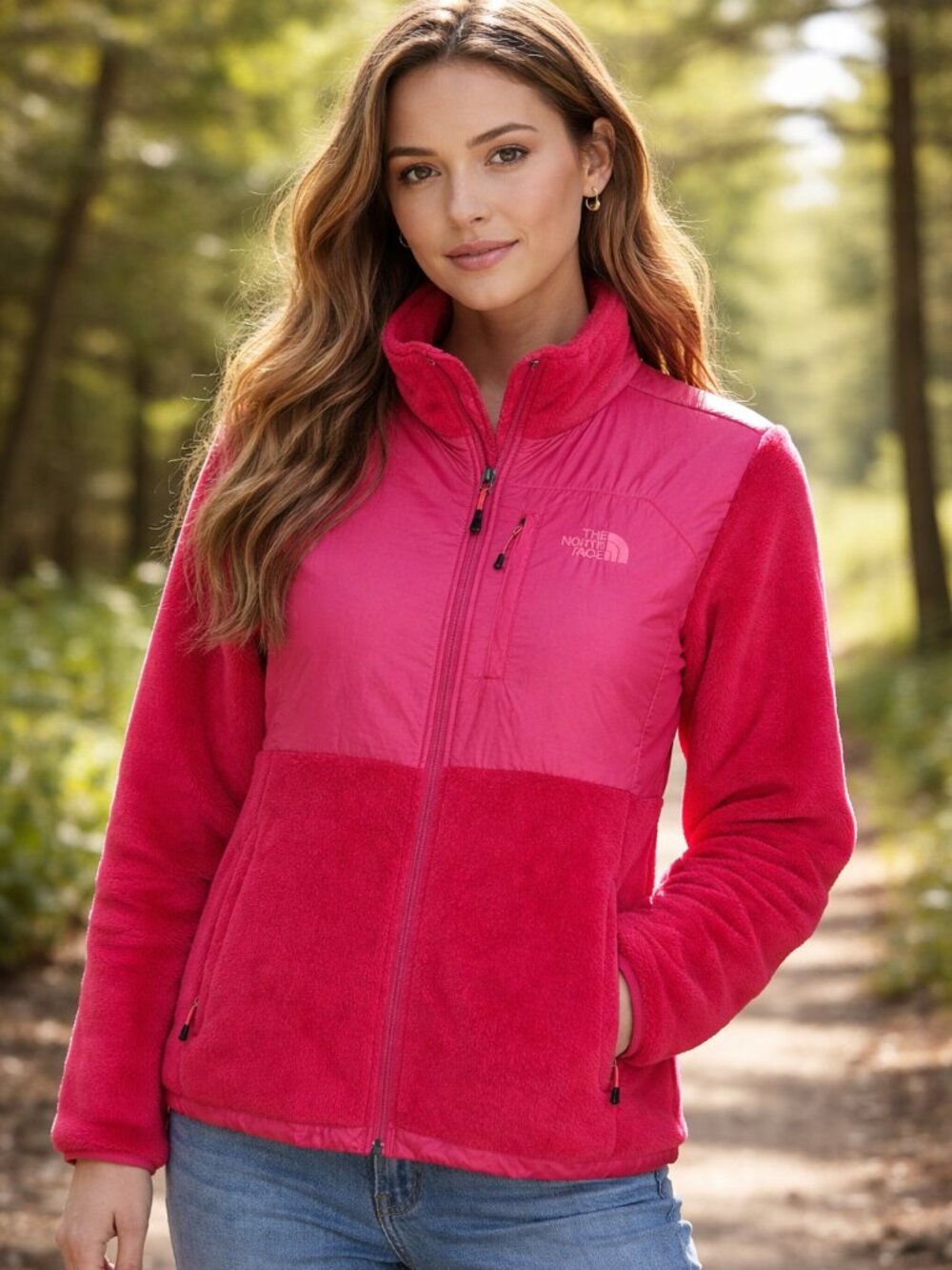 The North Face Polartec Denali Hot Pink Plush Zip Front Jacket